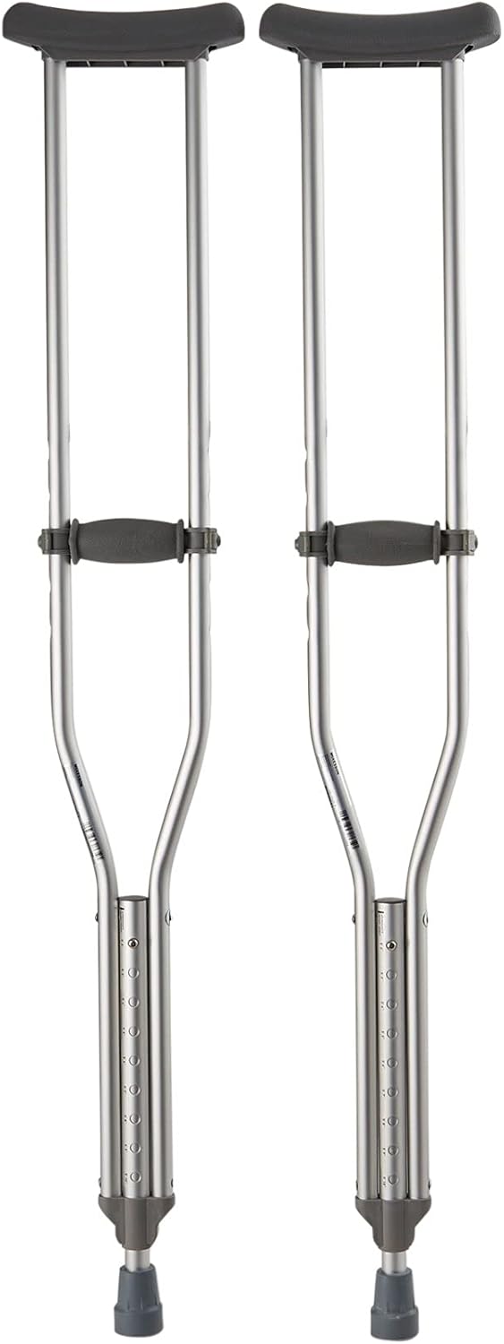 McKesson Adult Aluminum Adjustable Underarm Crutches, 1 Pair