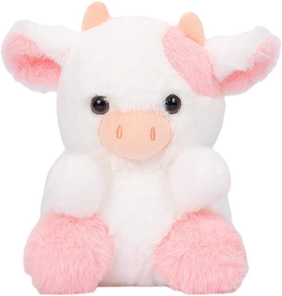 Cow Stuffed Animal Toys,Cow Plush Toy, Stuffed Animal Throw Plushie Pillow Doll, Soft Fluffy Friend Hugging Cushion Present For for Boys Girls Kids Toddlers - Pink