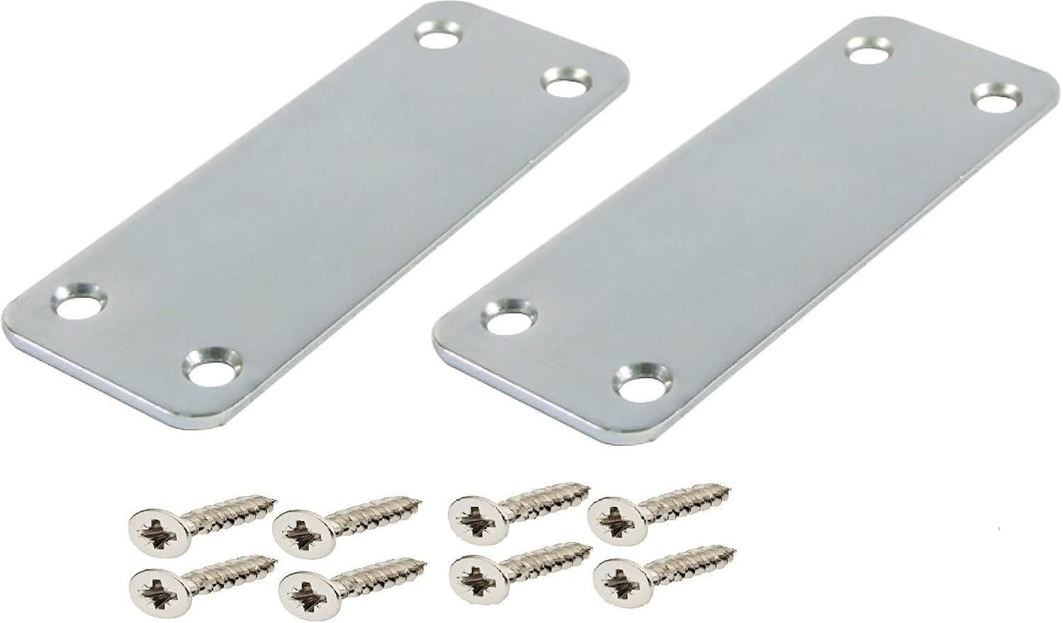 2 pcs x Kitchen Door - Door and Drawer Jointing Connecting Steel Plates, Flat Brackets for Furniture Repair and Reinforcement + Screws