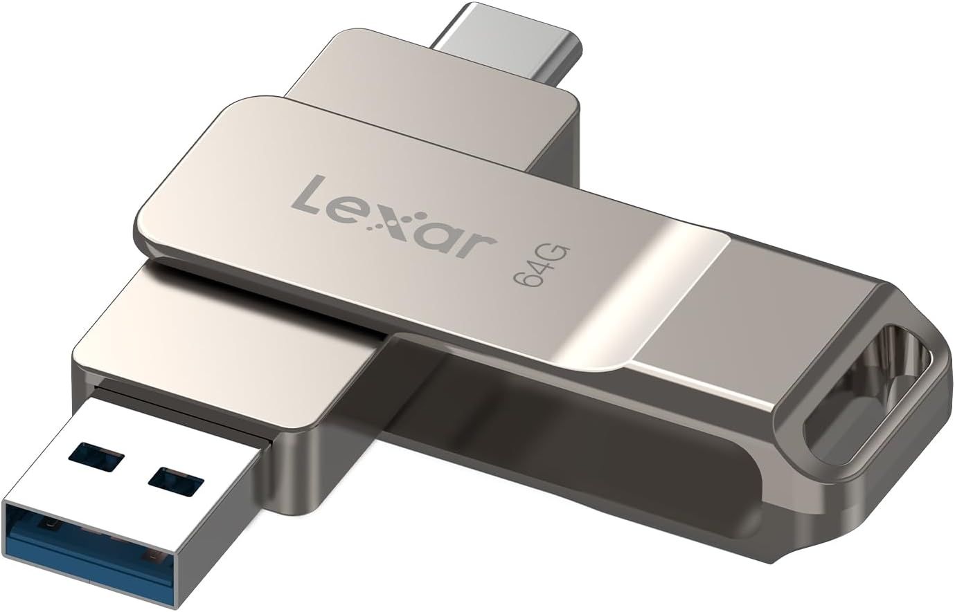 Lexar D40E 64GB Dual USB 3.2 Gen 1 Type-C Jump Drive, USB-C Flash Metal Housing Swivel Design Thumb Drive (LJDD40E064G-BNSNG)