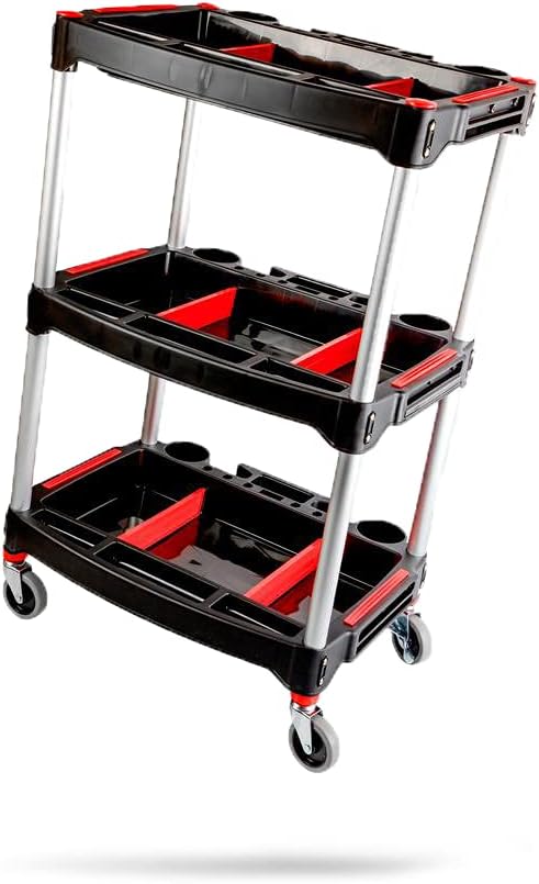 Adam's Polishes Standard Detailing Cart, Custom Mobile Rolling Utility Detailing Tool Cart Organizer for Garage DIY Home Projects, Extra Storage for Mechanics & Detailers During Repairs Car Wash/Wax