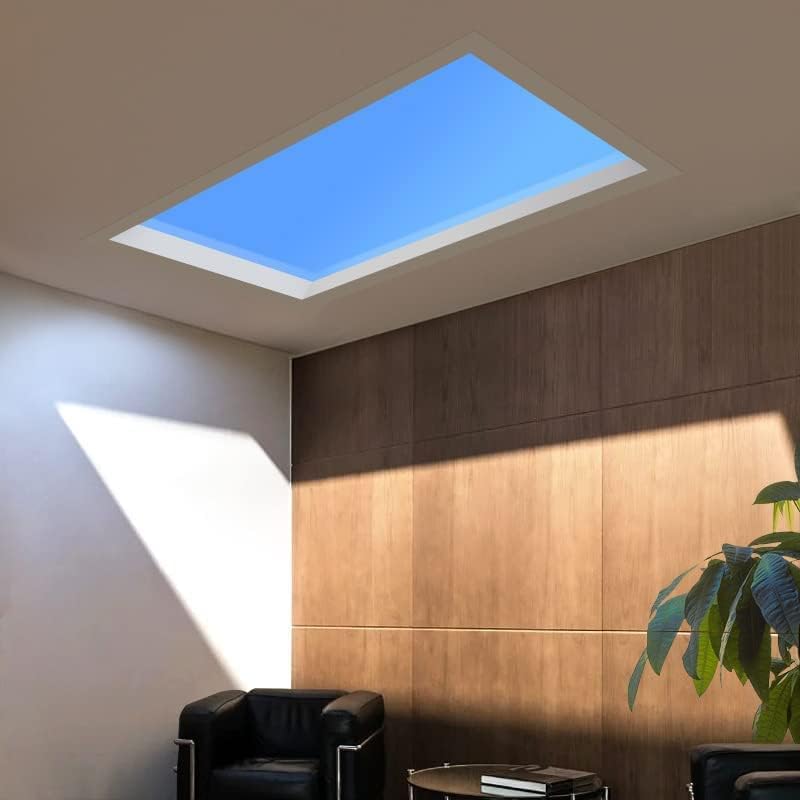 Smart Blue Sky Light Ceiling Lamp, Clear Sky Light, Sunlight Lamp, Natural Light Skylight, Zigbee Intelligent Ecosystem, Simulate a Sunlight Irradiation Room, Living Room, Office (1x2FT CUT)
