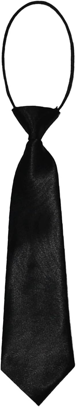 Siliget Pre-Tied Kids Necktie 28cm, Elastic Boys Neck Tie Satin Plain Colored Formal Tie for Wedding, Kids Graduation Prom, Celebration