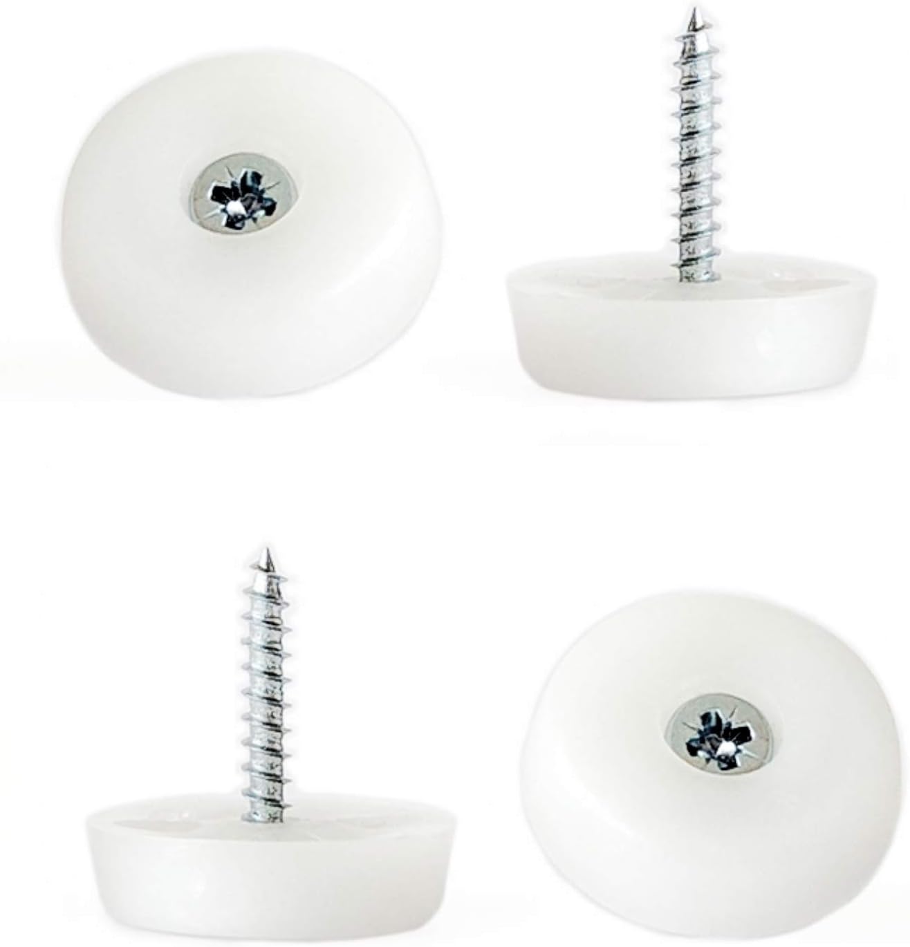 25mm Diameter White Nylon Plastic Protector Pads with Screw Furniture Table Chair Sliding Glides Commercial (Restaurant, Cafe bar, etc) and Home use Made in Germany - Pack 100