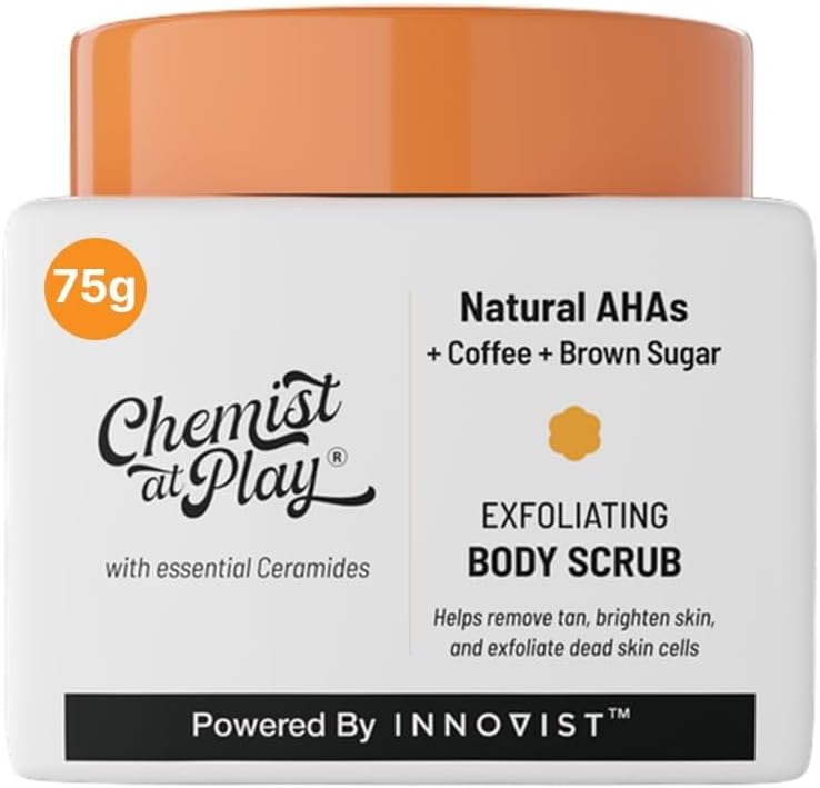 Chemist at Play Exfoliating Body Scrub For Removing Tan & Dead Skin Cells | Rough & Bumpy Skin, Tanned & Pigmented Skin | Coffee | 75g