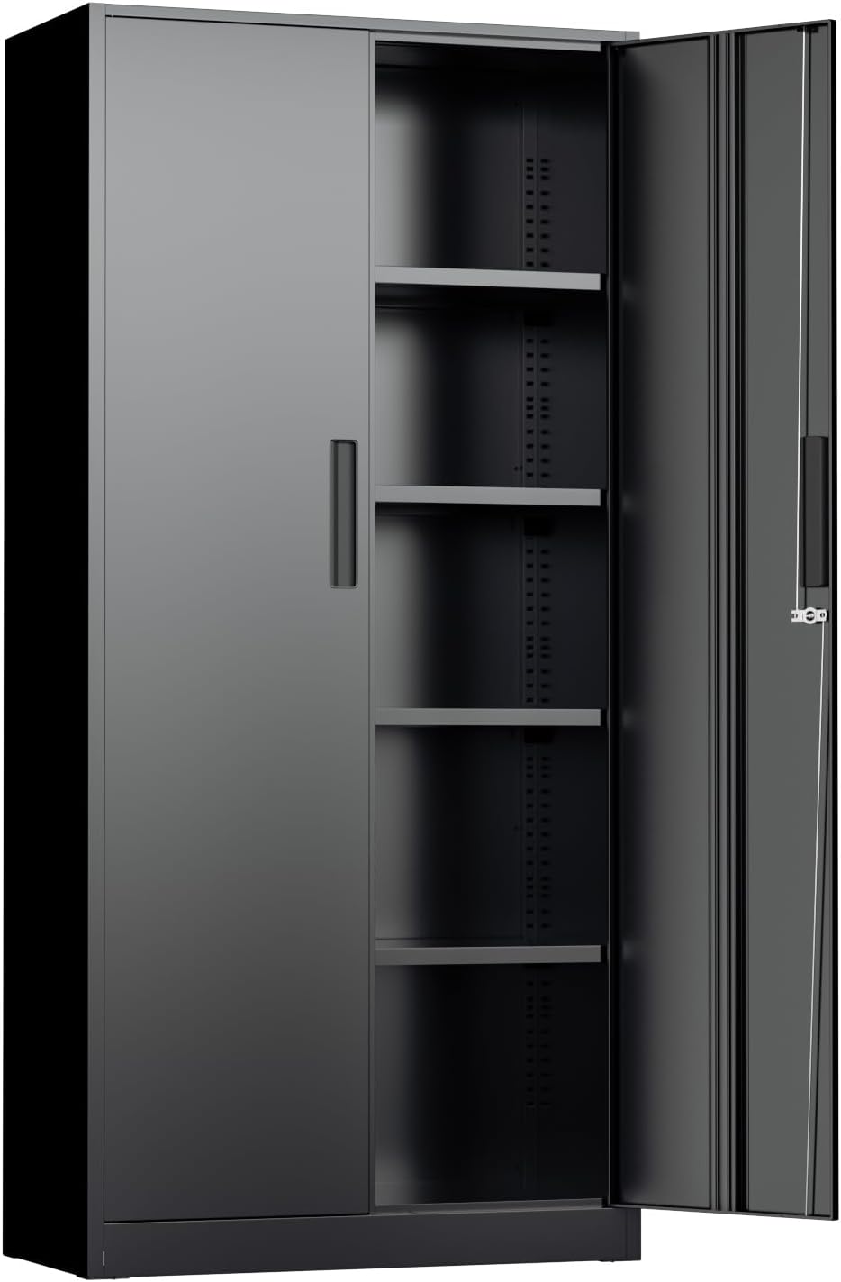 Crownland 72" Metal Storage Cabinet, Lockable Garage Storage Cabinets, High Office Cabinet with Adjustable Shelves for Garage, Home Office, Classroom, Pantry(Classic Black-Narrow Size)