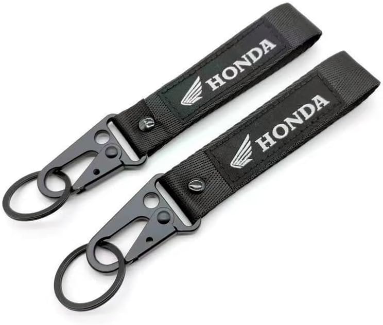 2 Pack Heavy Duty Fabric Keychains - Black Motorcycle Keychain for Bike, Car Keys - Durable Polyester Key Chain with Metal Clasp - Secure Key Holder for Men & Women (6.3 Inch)