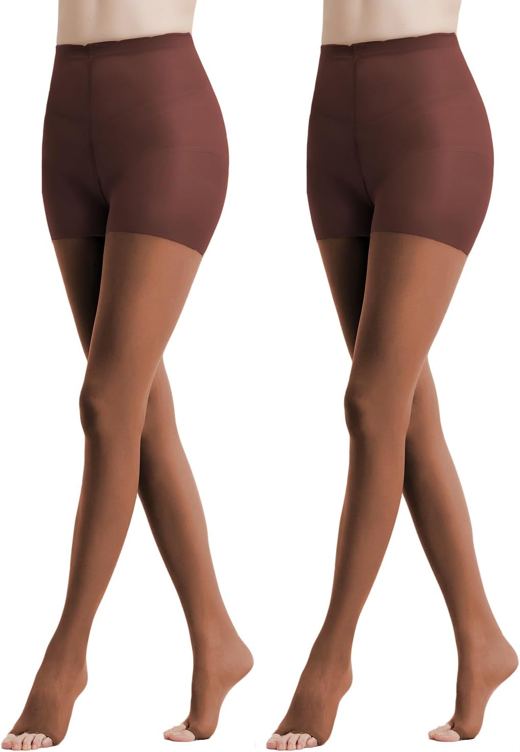 Citystl 2 Pairs Toeless Pantyhose For Women, 20D Sheer Tights Open Toe Stockings with Control Top