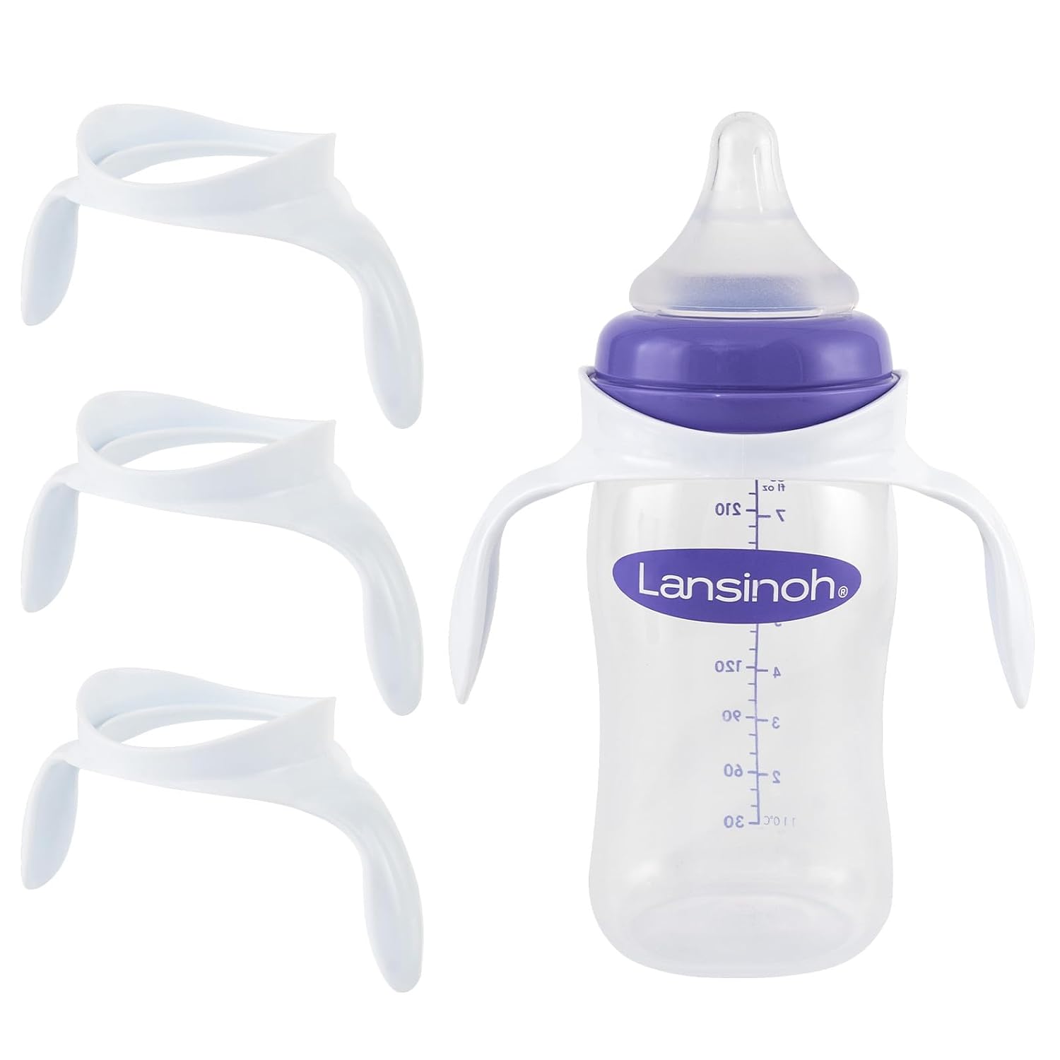 Baby Bottle Handles for Lansinoh Baby Bottles, Compatible Ergonomic Lansinoh Bottle Holder for Newborn, 3 Pack