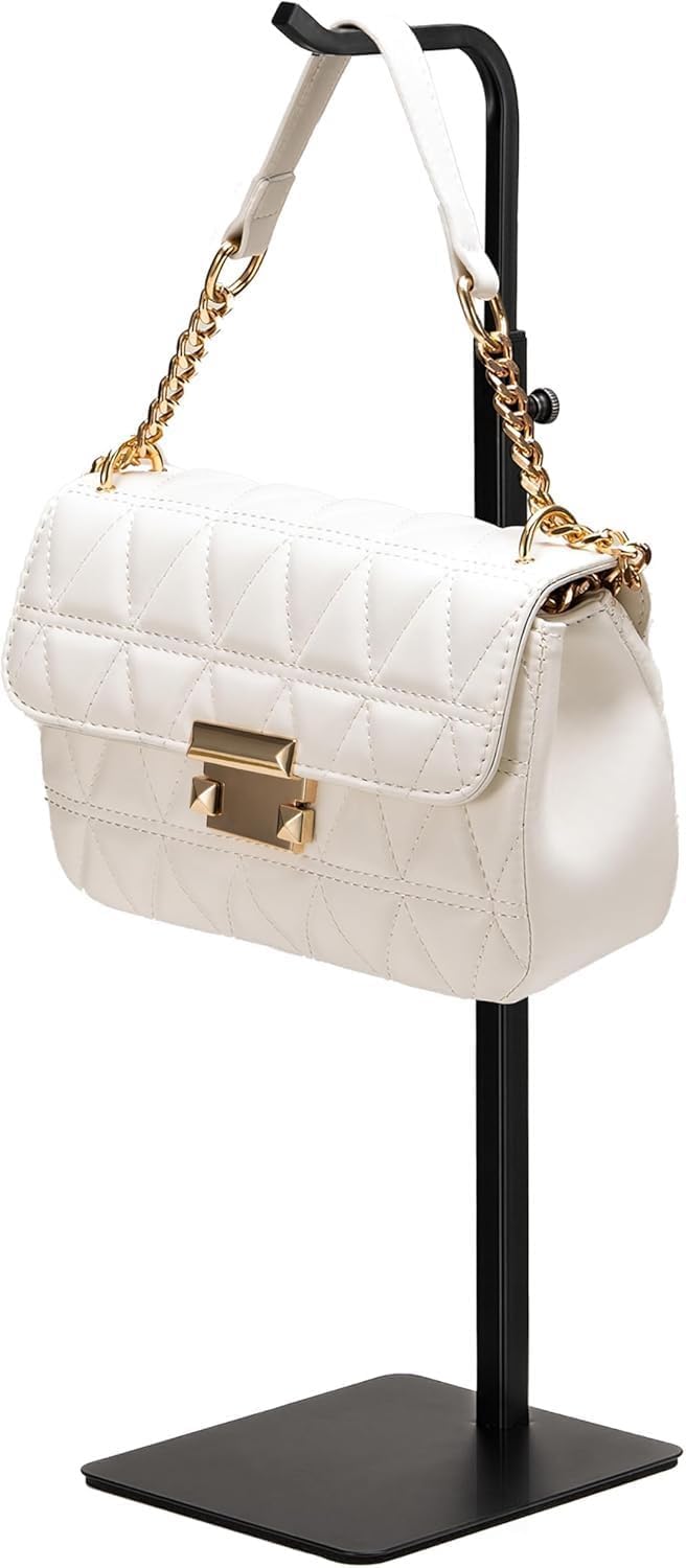 Josmimic Adjustable Purse Display Stand – Black Metal Table Stand for Handbags and Garlands, Ideal for Wardrobe, Desk and Store Use (Pack of 1)