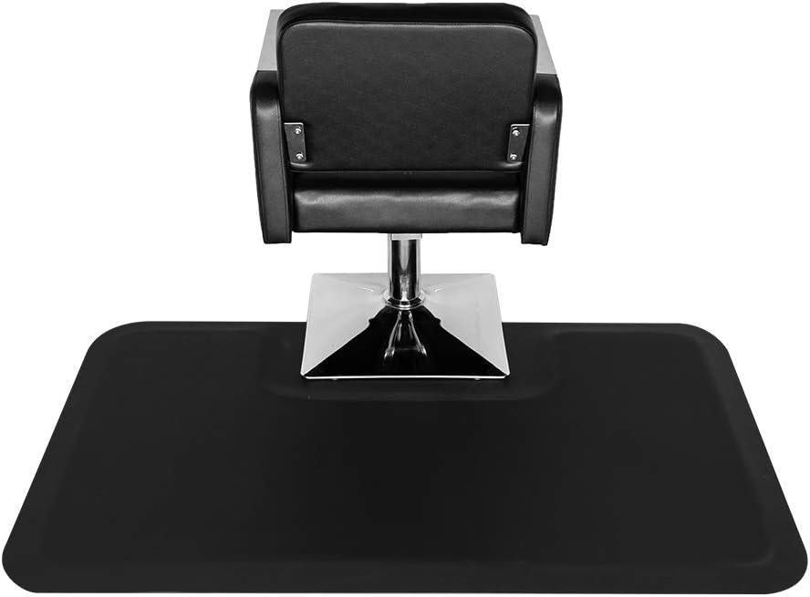 OmySalon 1/2'' Thick Anti Fatigue Mat for Hairstylist Standing, 3'x5' Barber Floor Matt with Square Cut Out for Salon Styling Chair, Hair Cutting Hairdressing Equipment