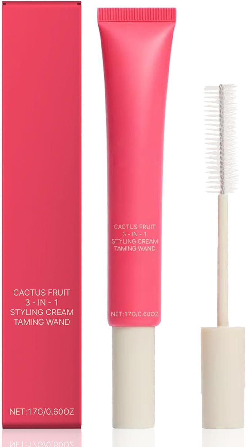Cactus Fruit 3-in-1 Hair Styling Cream & Taming Wand - Styling Cream for Frizz Control, Flyaway Taming & Edge Styling - Lightweight Non-Greasy Hair Finishing Balm for All Hair Types - 17g