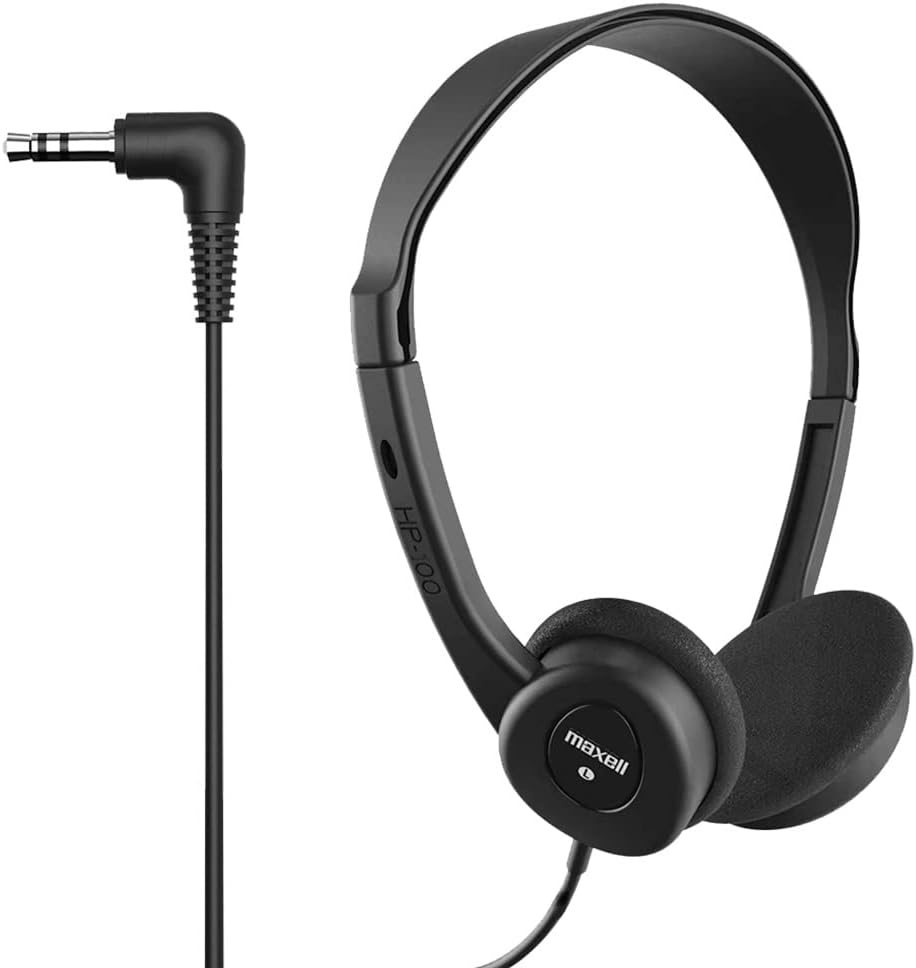 Maxell - 190319 Stereo Headphones - 3.5mm Cord with 6-Foot Length - Soft Padded Ear Cushions, Adjustable Headband for Comfort - Sleek, Lightweight, Wired for Reliable Connection – Black