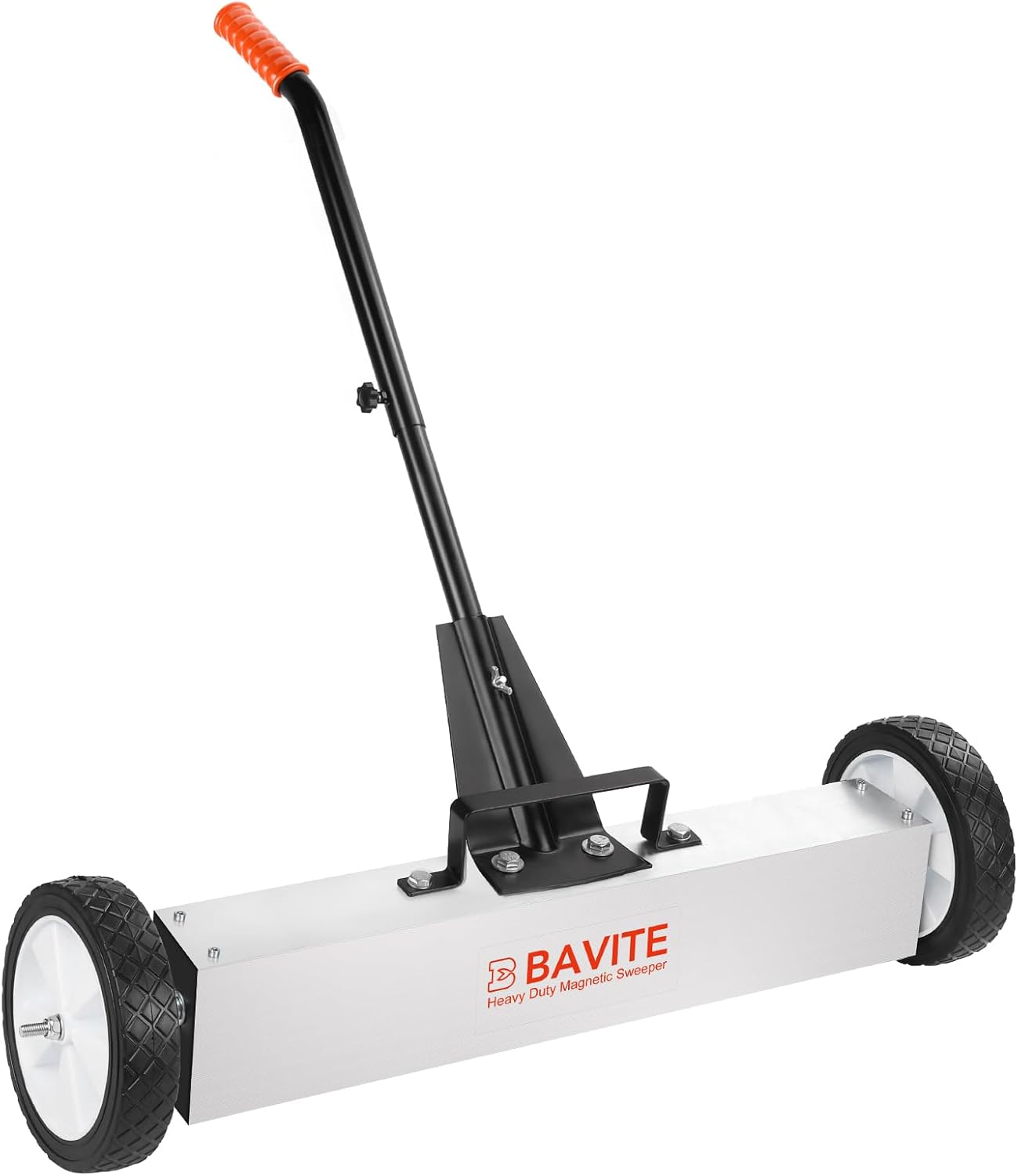 E BAVITE 50Lbs Nail Magnetic Sweeper,24 Inches Heavy Duty Telescopic Magnet Broom Large Rolling Nail Finder Magnet Tools with Wheels Cleanup and Long Adjustable Handle for Construction Yard