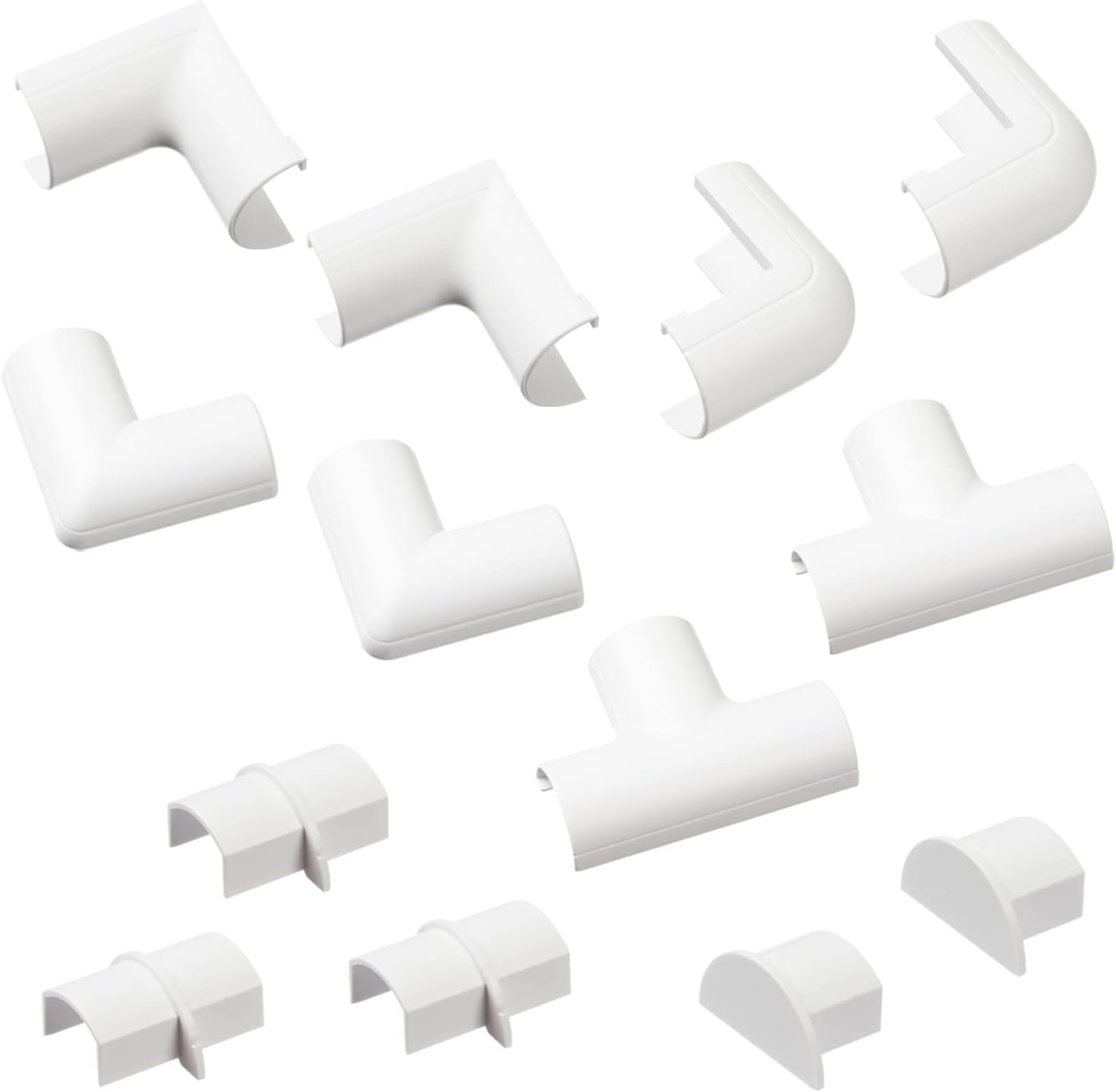 D-Line Small Cable Raceway Accessory Pack, Join 0.78in x 0.39in Cord Cover Lengths, 13 Accessories Included, Hide Cords Around a Variety of Angles - White