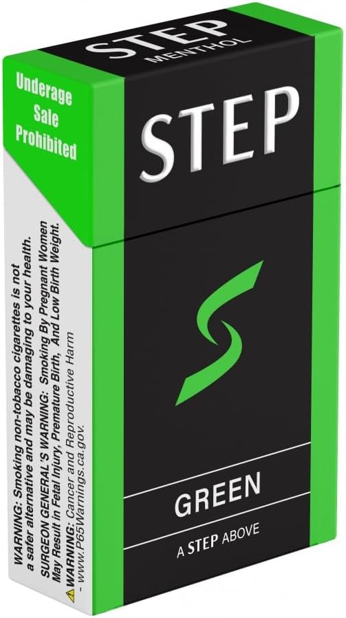 STEP Green Cool Menthol Herbal Cigarettes - Tobacco & Nicotine Free - Tastes Like a Real Cigarette (1 Box = 20ct)