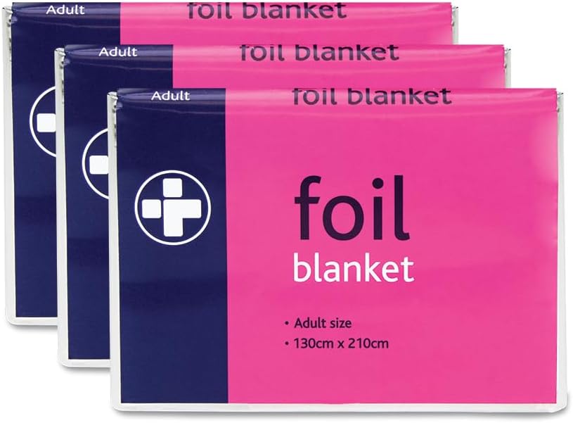 Reliance Medical Adult Foil Blanket, Heat-Reflective and Insulating, Wind and Rain Protection (Pack of 3)