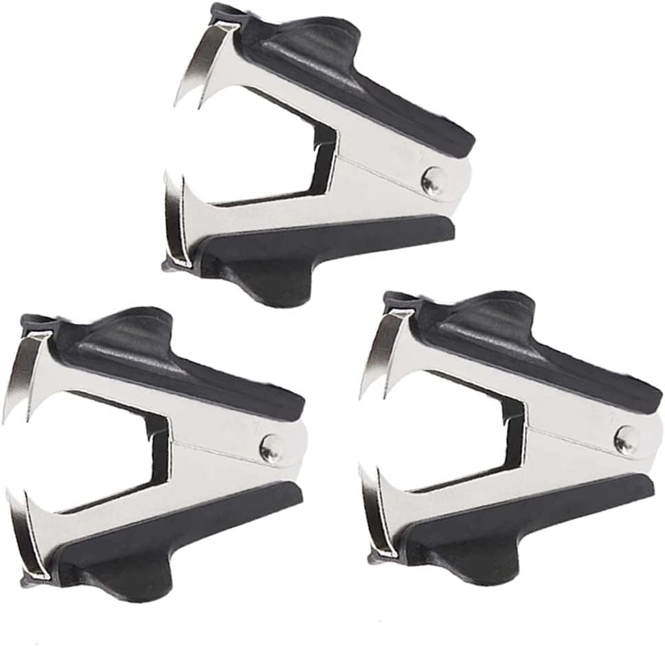 Cretty-Meet 3pcs Black Lightweight Staple Remover with Steel Jaws Extra Wide Finger Grip Staple Pull Tool for Family School Office