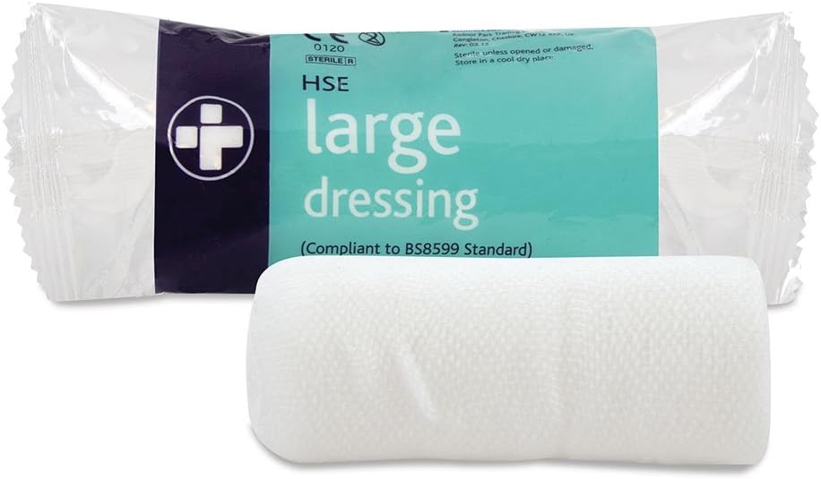 Reliance Medical Large HSE Dressing Bandage - Sterile, Individually Wrapped, Ideal for Refilling First Aid Kits and Ensuring Optimal Wound Care, 18 cm x 18 cmPack of 10