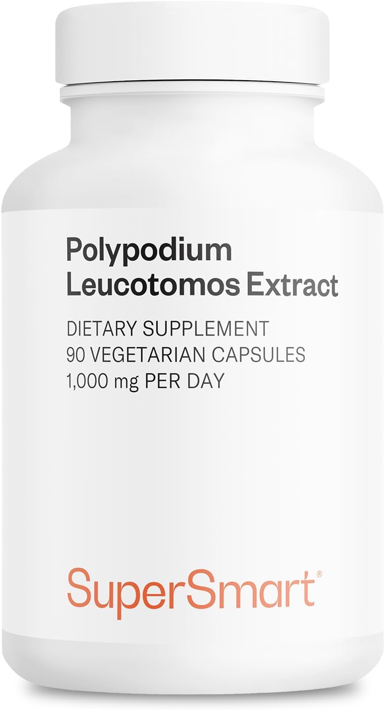 Supersmart - Polypodium Leucotomos Extract 1000 mg per Day (PLE Supplement) - Skin Protection & Health - Antioxidant Formula - Fern Extract | Non-GMO & Gluten Free - 90 Vegetarian Capsules