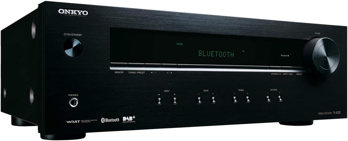 Onkyo TX-8220(B) Stereo Receiver (Hifi Amplifier 100 Watt/Channel, Multiroom, Bluetooth, Streaming, DAB+/FM Radio, MM-Phono Preamplifier for Turntable), Black