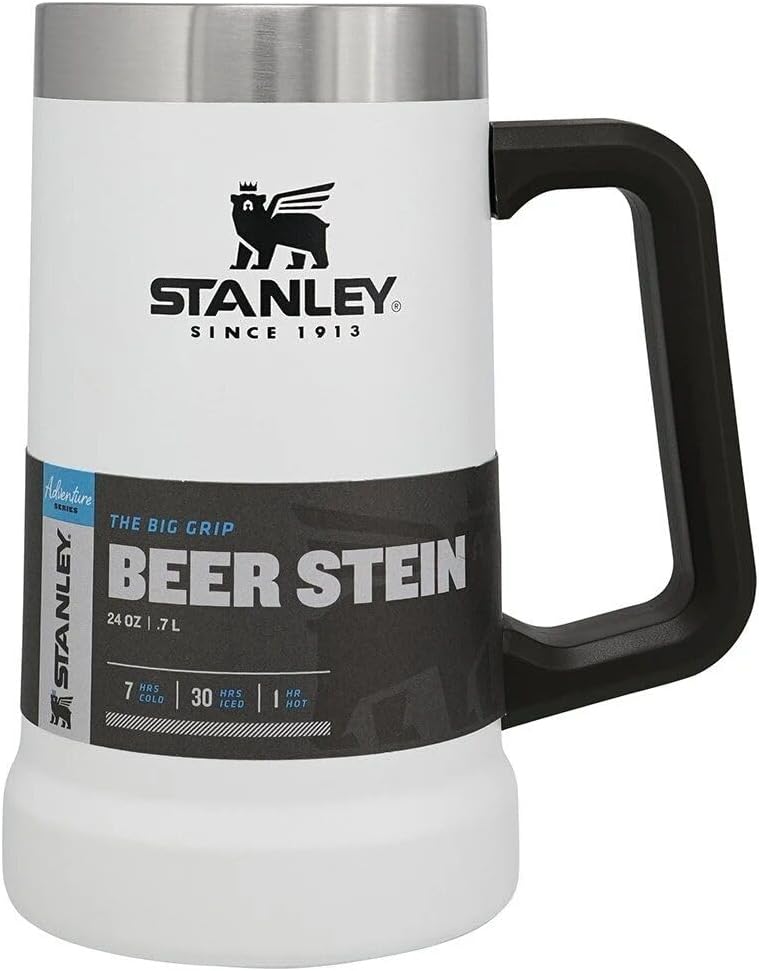 STANLEY Adventure Vacuum Beer Stein 0.7L - Travel Mug Keeps Drinks Cold for 7 Hours - Stainless Steel Thermal Cup with Handle - Dishwasher Safe