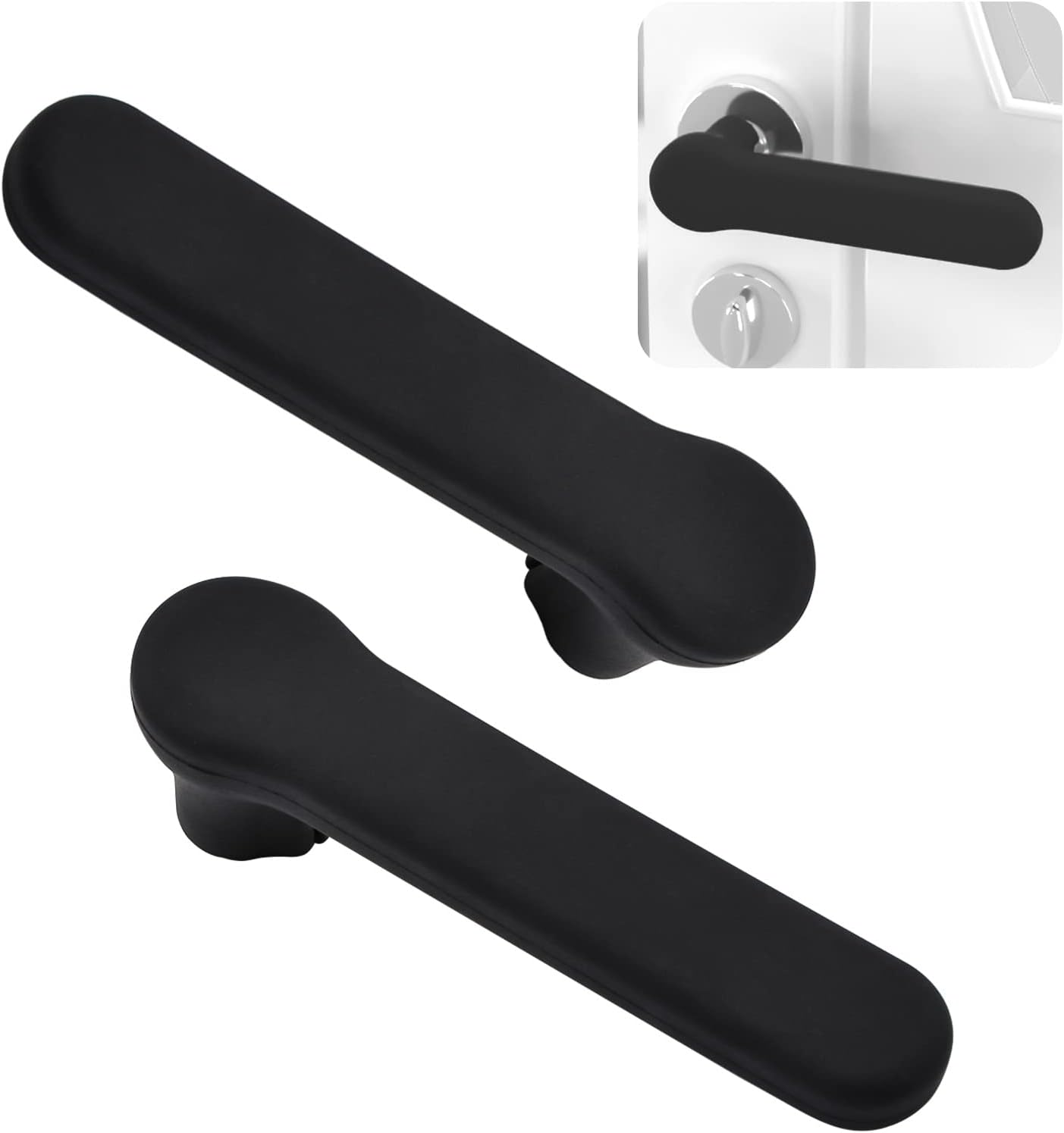 UFURMATE Door Handle Covers, 2Pcs Silicone Door Handle Glove Covers Safety Door Knob Cover Guard Protector Anti-Static Door Knob Protector for Square Privacy Door Levers (Matte Black)
