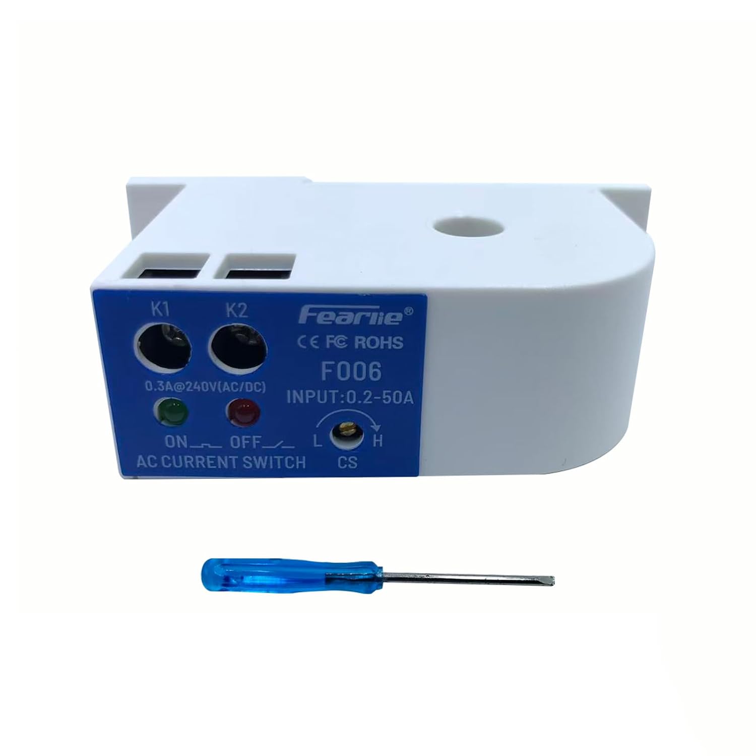 Current Sensing Switch, Normally Open AC Sensor 0.2-50A Detectable, High Precision Monitoring Relay​（F006）