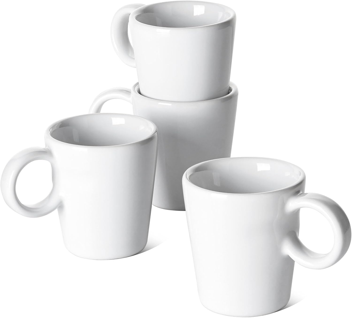 LE TAUCI 3 oz Espresso Cups, Ceramic Demitasse Cup, Mini Espresso Mugs for Home or Office, Stackable Expresso Shots Cup Perfect for Espresso Machine, Set of 4, White