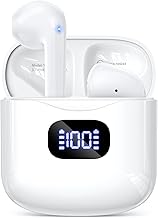 Wireless Earbuds Bluetooth 5.3 Headphones, 40Hrs Playback Stereo Ear Buds with LED Display Charging Case IPX7 Waterproof in-Ear Earphones with Mic for Phone Tablet Laptop Sports, White