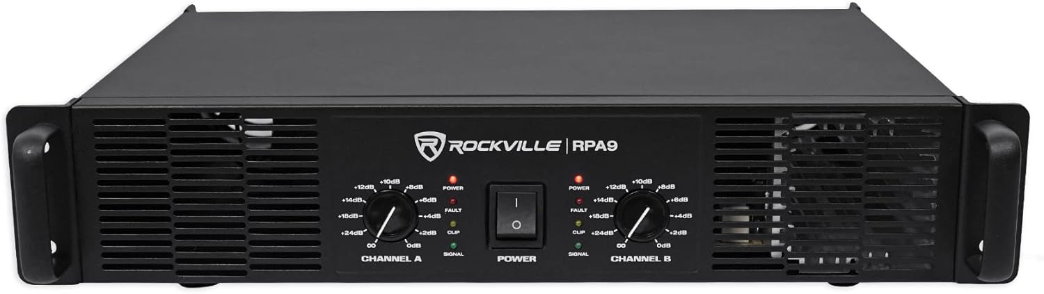 Rockville RPA9 3000W Peak / 800W RMS 2-Channel Power Amplifier, Rack Mountable - Perfect for Live Sound, Pro Audio, DJs