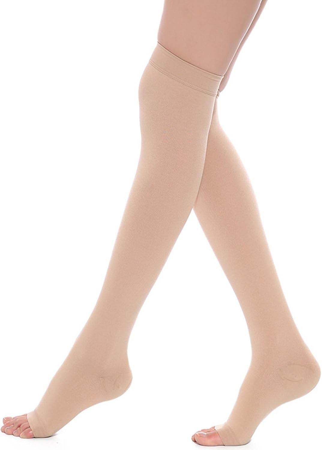 Compression Stockings Thigh High Firm Support Stay Up Scilicone Open Toe Mid Round Open Toe High Stretch Socks For Small Leg Protectors Socks Womens Fishnet Tights
