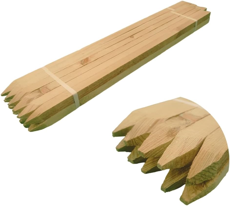 10 x 4ft (1.2m) Tall Wooden Garden Stakes 32mm x 32mm Pressure Treated Tree & Plant Support Fencing Posts Baltic Slow Grown for Strength. Long Lasting. Thick. Square