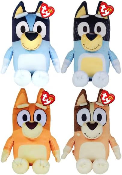 TY Bluey Beanie Babies Set of 4 – Bluey, Bingo, Bandit, Chilli 27CM – Soft Plush Toy for Kids, Collectible, Cuddly Plushies, Soft Play Toy for Boys and Girls