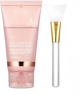 Collagen Overnight Wrapping Peel Off Facial Mask Pack, Collagen Night Wrapping Mask, Hydrates and Tightens Skin, Reduces Sagging, Elasticity & Hydration Care, 2.54 fl.oz (Brush Included)