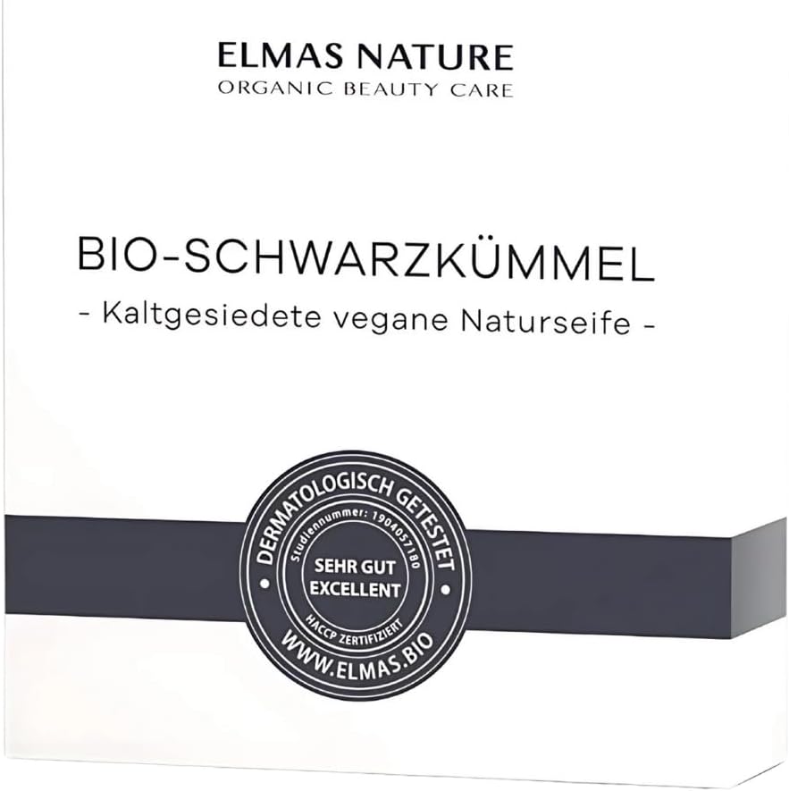 Organic Black Cumin Oil Soap - Handmade Natural Soap with Activated Carbon - Vegan, Fragrance-Free, For All Skin Types - Cold Boiled - 100 g Made in Germany