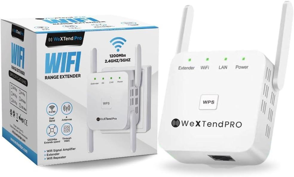 WeXtend Pro 5G Wireless WiFi Extender Signal Booster, Extend Your Wi-Fi Signal in Your Home, Plug It in and Boost Your Wi-Fi Signal for Home or Office (300 Mbps)