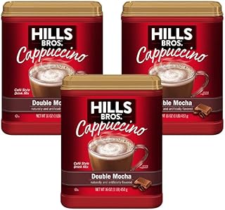 Hills Bros. Instant Cappuccino Mix, Double Mocha 16 Ounces- Frothy, Decadent Cappuccino with a Deep, Rich Chocolate Flavor (Pack of 3)