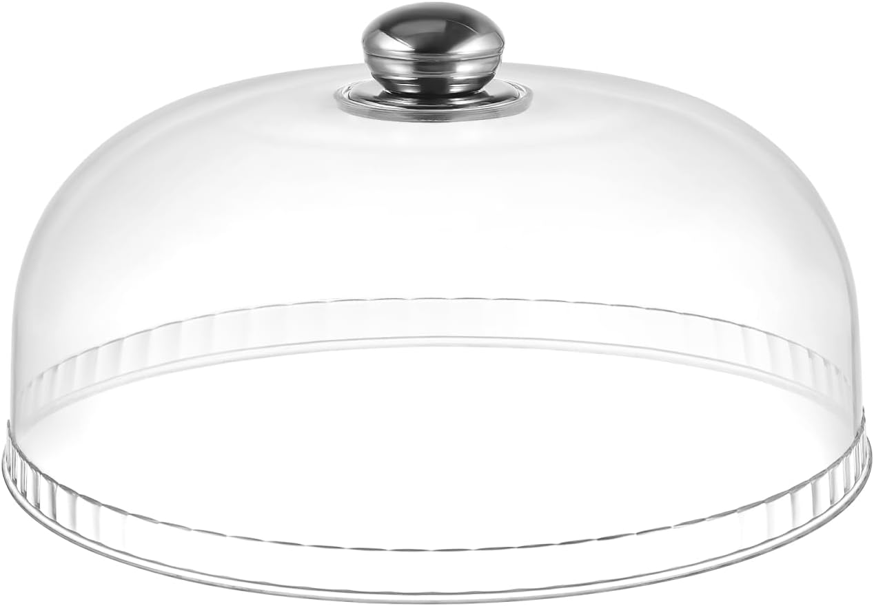 NUOBESTY Clear Cake Dome Cover – Round Food Cloche Lid for Cake, Dessert & Pastry Display – Transparent Cover for Serving and Protection, 25.5cm