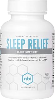 NBI Sleep Relief Melatonin Natural Formula | Soothing Bedtime Supplement | Sleep Support with Magnesium and L-Theanine | 60ct Tablets
