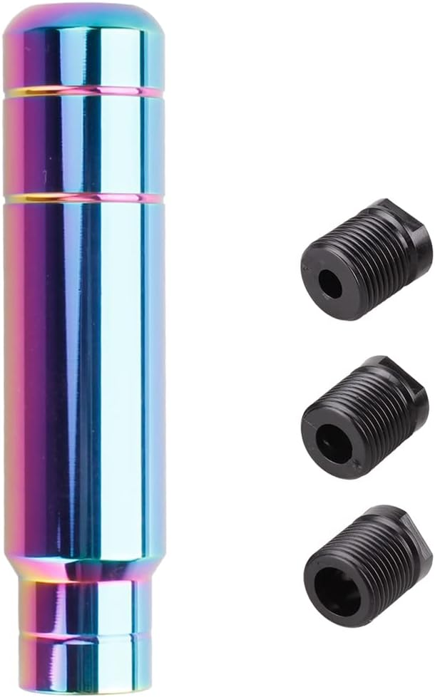 Aluminum Alloy Heavy Weighted Shifter Knob, 5" Auto Gear Shift Knob, Car Gear Lever Stick Shifter Handle,with 3 Threaded Adapters M8 M10 M12,Fit Most Automatic Manual Vehicle(Neo)