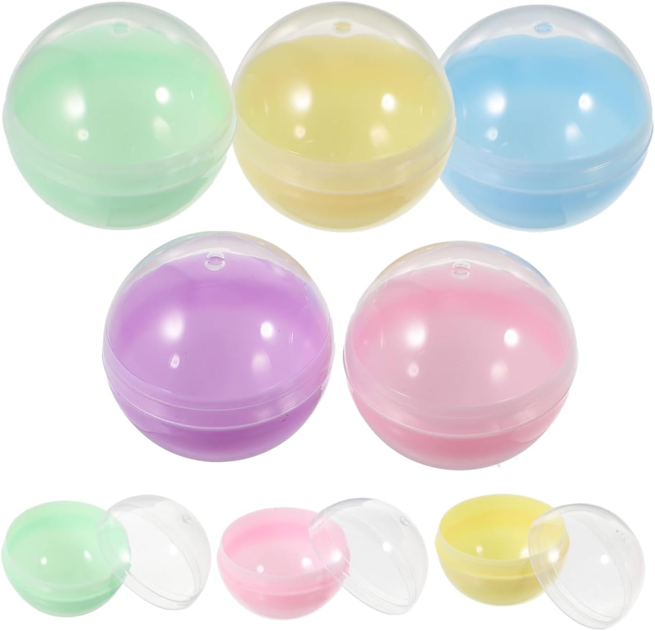Ciieeo 50pcs Gumball Vending Capsules Empty Clear Colored Round Capsules Half Clear Half Color Round Ball Prize Container Vending Toy Box for Kids Party Favor Prize