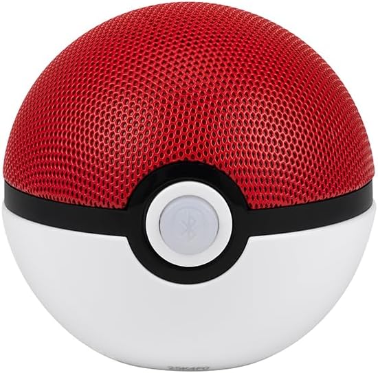 eKids Pokemon Pokeball Bluetooth Speaker, Wireless Speaker with Rechargeable Battery and USB-C Charging Cable
