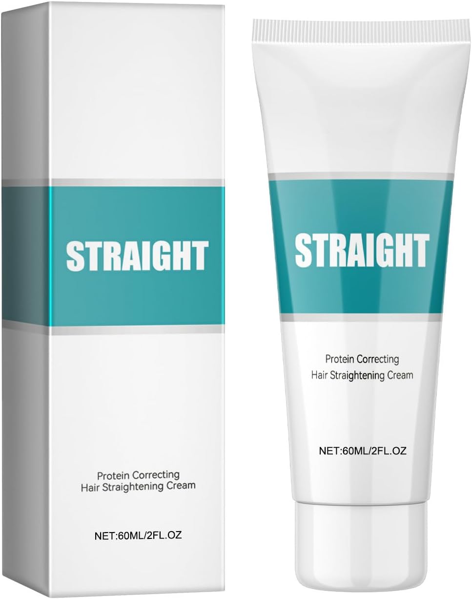 Hair Straightening Cream - Hair Smoothing Cream - Hair Protein Correcting - Hair Straightening - Anti Frizz Moisturiser for Curly Straight Dry Damaged & Frizzy Hair
