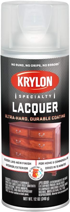 12 oz Krylon K07032777 Clear Specialty Lacquer Spray Finish. Gloss