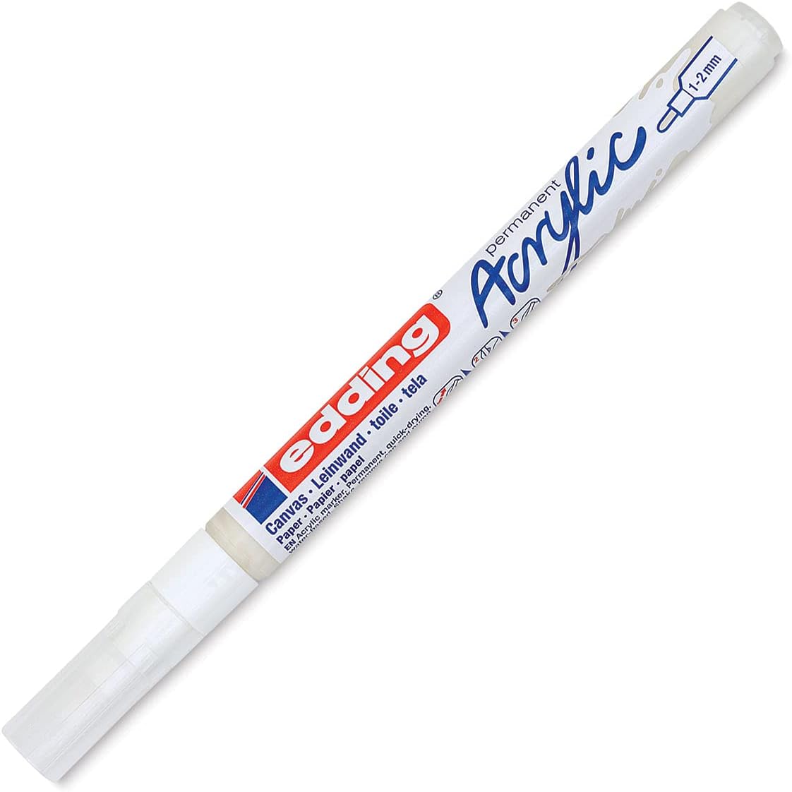 edding 5300 white - 1 paint marker pen - fine round nib 1-2mm - for drawing on canvas, art paper and wood - acrylic markers for pebbles, waterproof