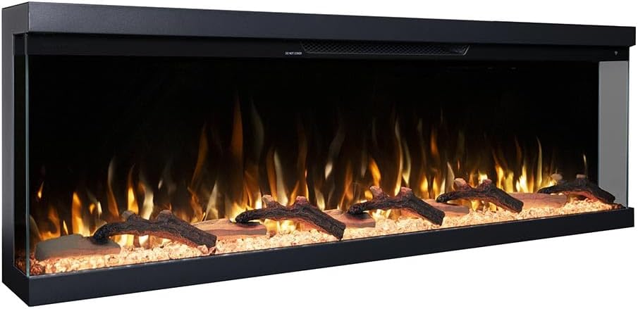 Modern Ember Aerus Skyline 60 Inch Linear Multi-Sided 3D Smart Electric Fireplace - 1,000+ Flame & Ember Bed Color Combinations, Fully or Partially Recessed | Alexa/WiFi Enabled - Remote Included