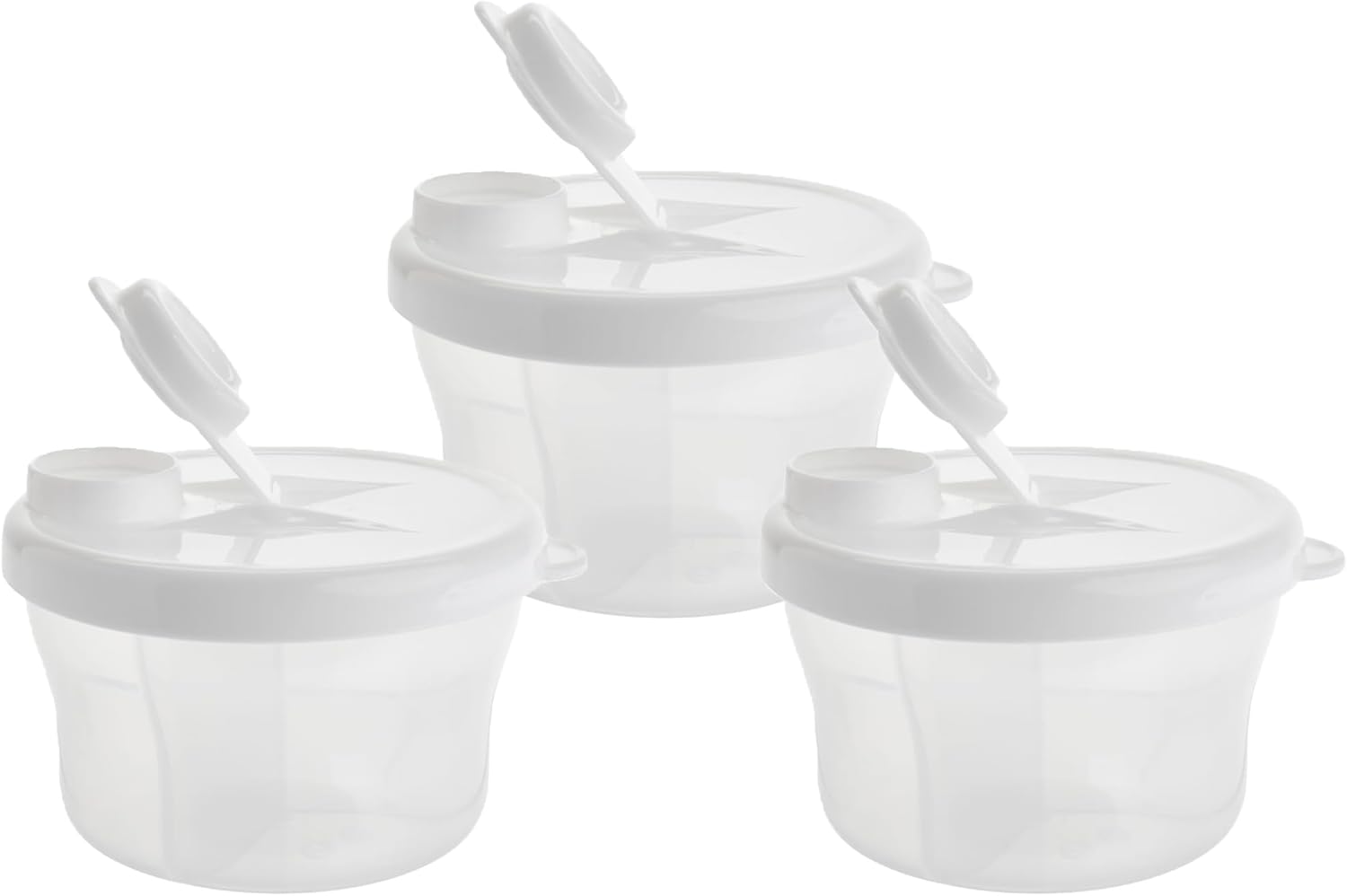 Milk Powder Dispensers, 3 Pack Containers Tiny to Tots 0M+ BPA Free, 3 Separate Compartment Baby Formula Portioning Storage Containers (White, 3 Pack)