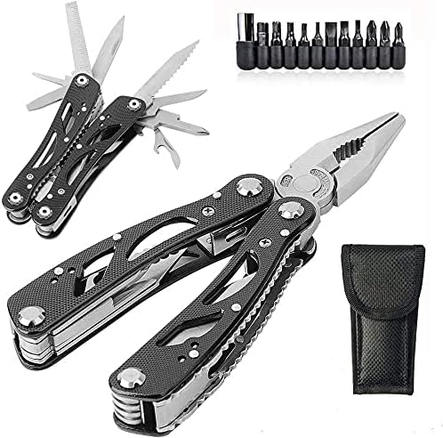 Grizef Multitool Pliers, Durable Stainless Steel 24-in-1 Multi-Purpose Pocket Folding Pliers with Screwdriver Kits, Outdoor Multi-Functional Utility Tools for Outdoor Activities, DIY Activities