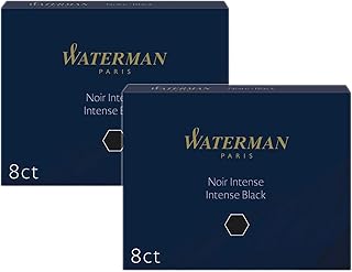 WATERMAN PARIS Fountain Pen Ink Cartridges Refill Intense Black Pack of 2 WAT52021 Smooth Flowing and Long Lasting Inks